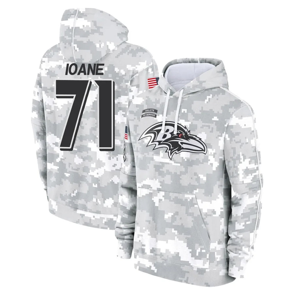 Vanessashop B.Ravens #71 Olaivavega Ioane Player Arctic Camo Salute To Service Hoodie Stitched Jerseys