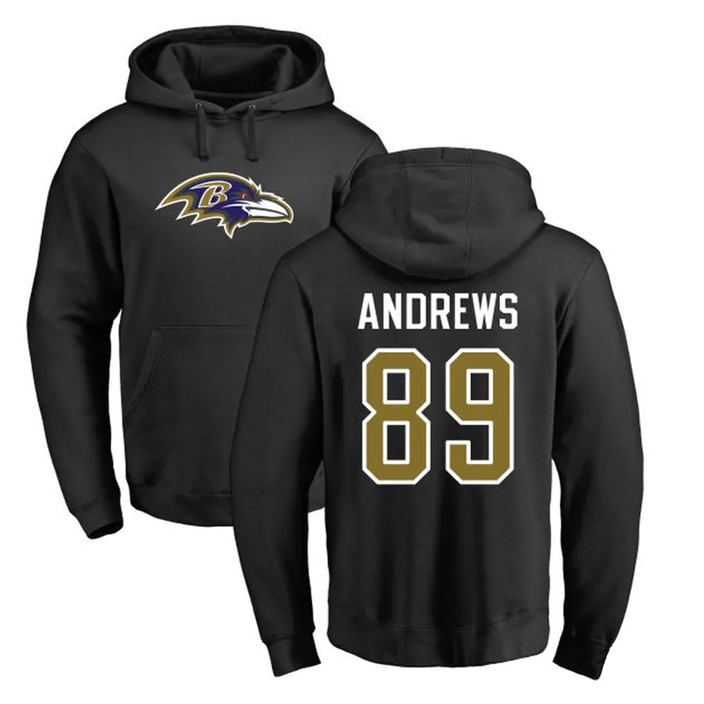 Vanessashop B.Ravens #89 Mark Andrews Player Black Pullover Hoodie Stitched Jerseys