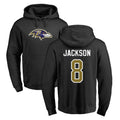 Vanessashop B.Ravens #8 Lamar Jackson Player Black Pullover Hoodie Stitched Jerseys