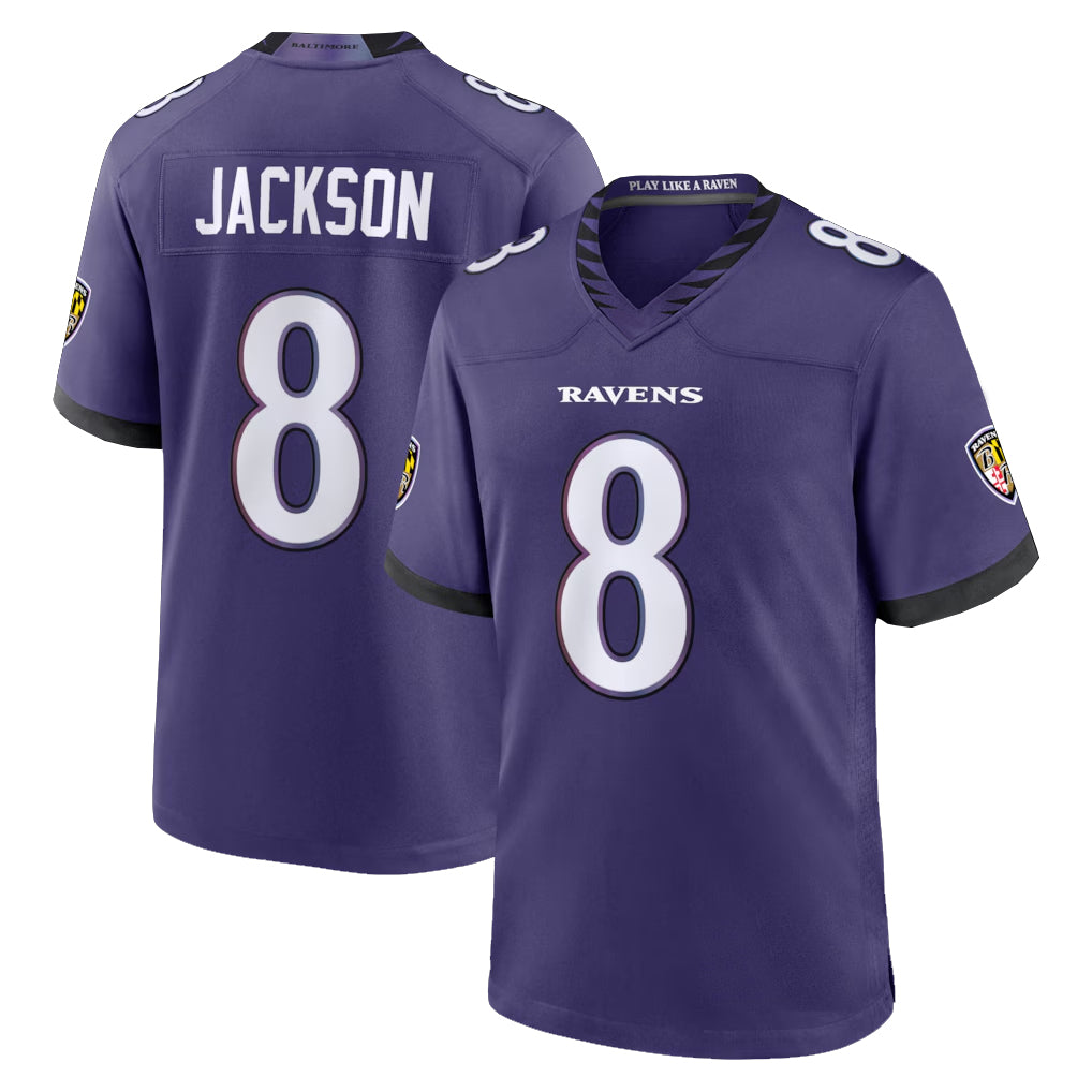Vanessashop B.Ravens #8 Lamar Jackson Player Purple Home Game Stitched Jerseys
