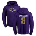 Vanessashop B.Ravens #8 Lamar Jackson Player Purple Salute to Service Pullover Hoodie Stitched Jerseys