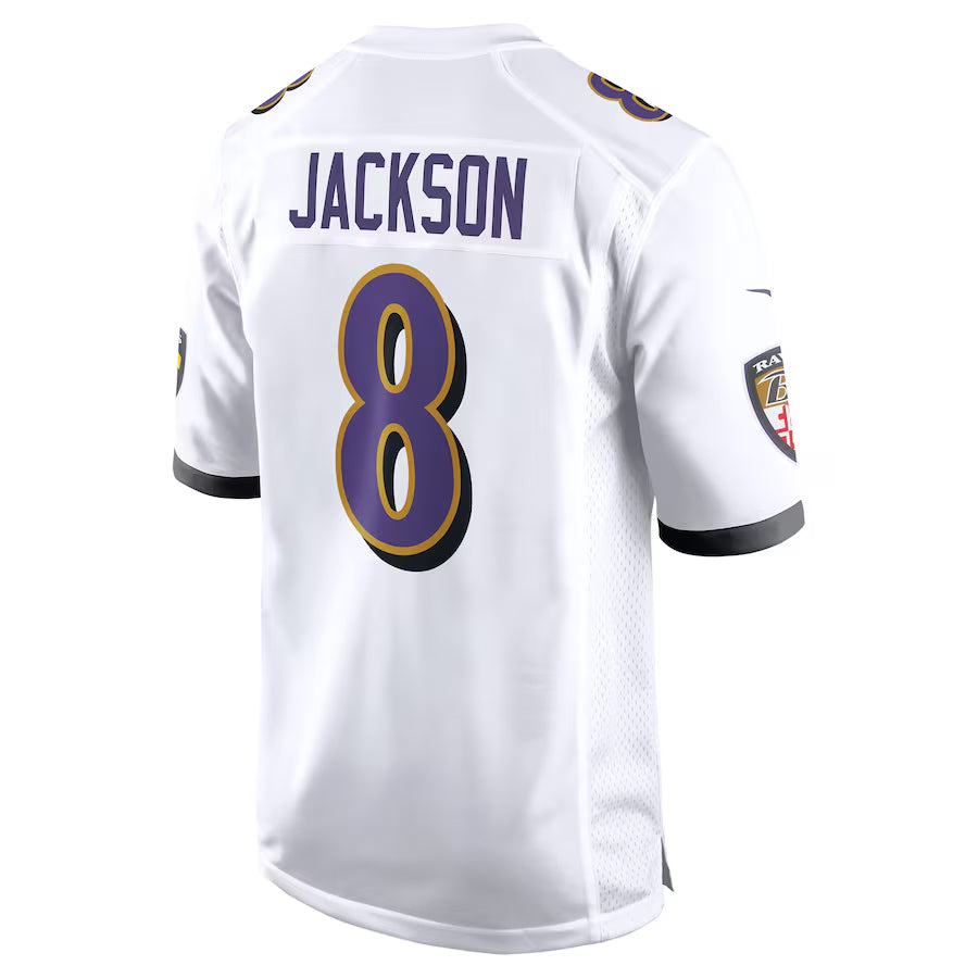 Vanessashop B.Ravens #8 Lamar Jackson Player White Alternate Game Stitched Jerseys