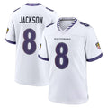 Vanessashop B.Ravens #8 Lamar Jackson Player White Home Game Stitched Jerseys