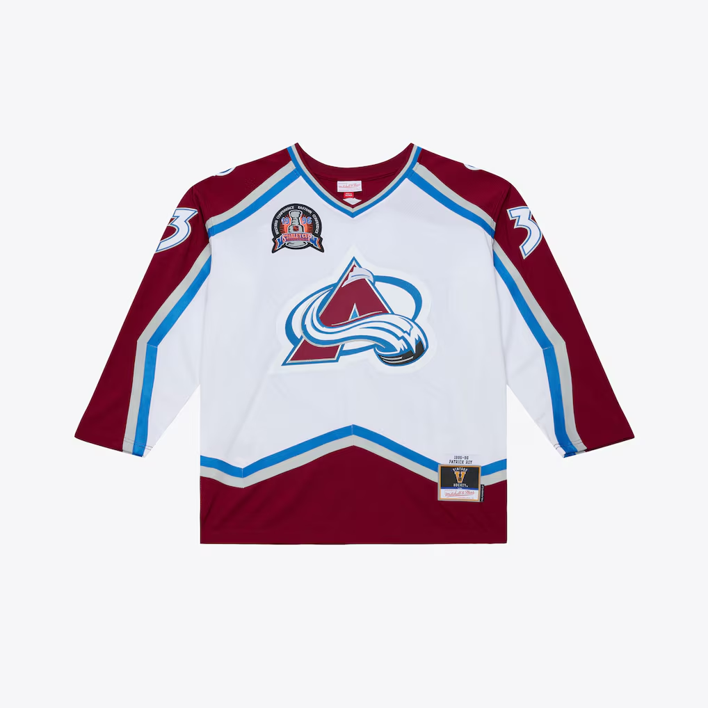 Vanessashop C.Avalanche Patrick Roy Mitchell & Ness White 1995 Power Play Jerseys