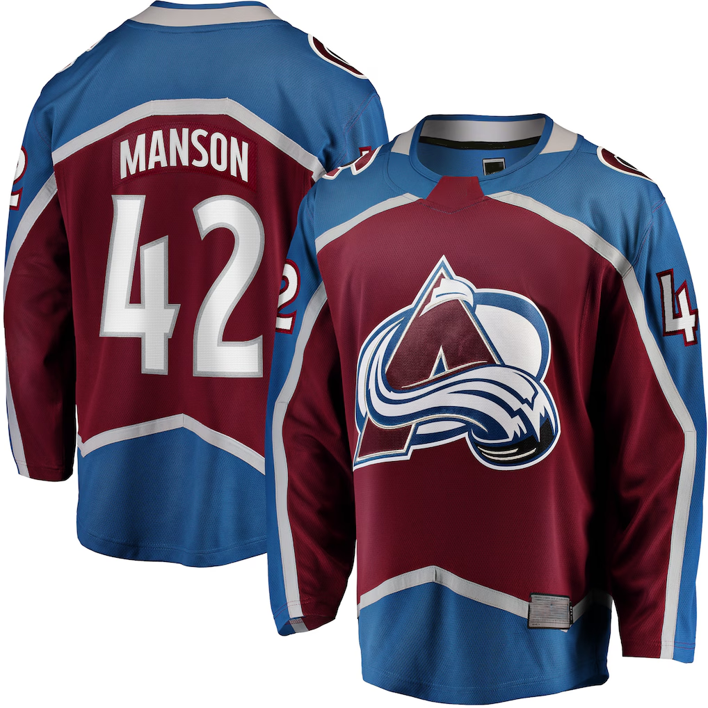 Vanessashop C.Avalanche #42 Josh Manson Burgundy Home Breakaway Player Jerseys
