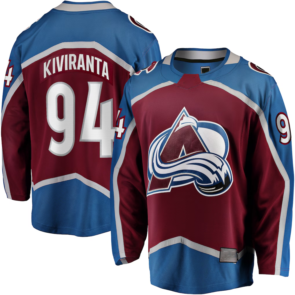 Vanessashop C.Avalanche #94 Joel Kiviranta Maroon Home Premier Breakaway Player Jerseys
