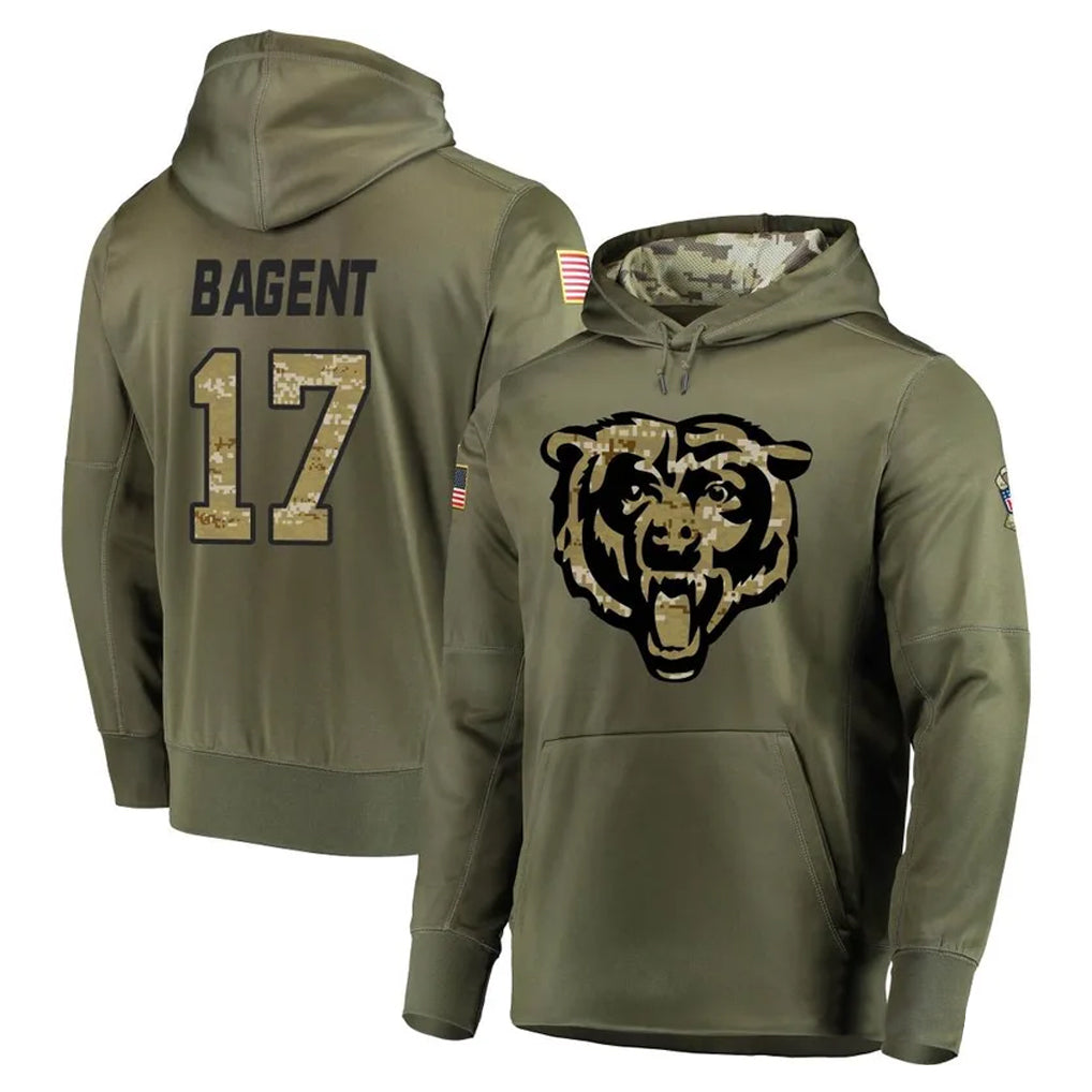 Vanessashop C.Bears #17 Tyson Bagent Player Olive Salute to Service Pullover Hoodies Home Game Stitched Jerseys