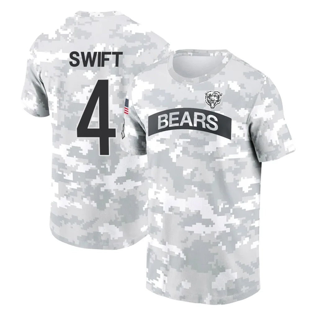 Vanessashop C.Bears #4 D'Andre Swift Player Arctic Camo Salute to Service Performance T-Shirt Limited Stitched Jersey