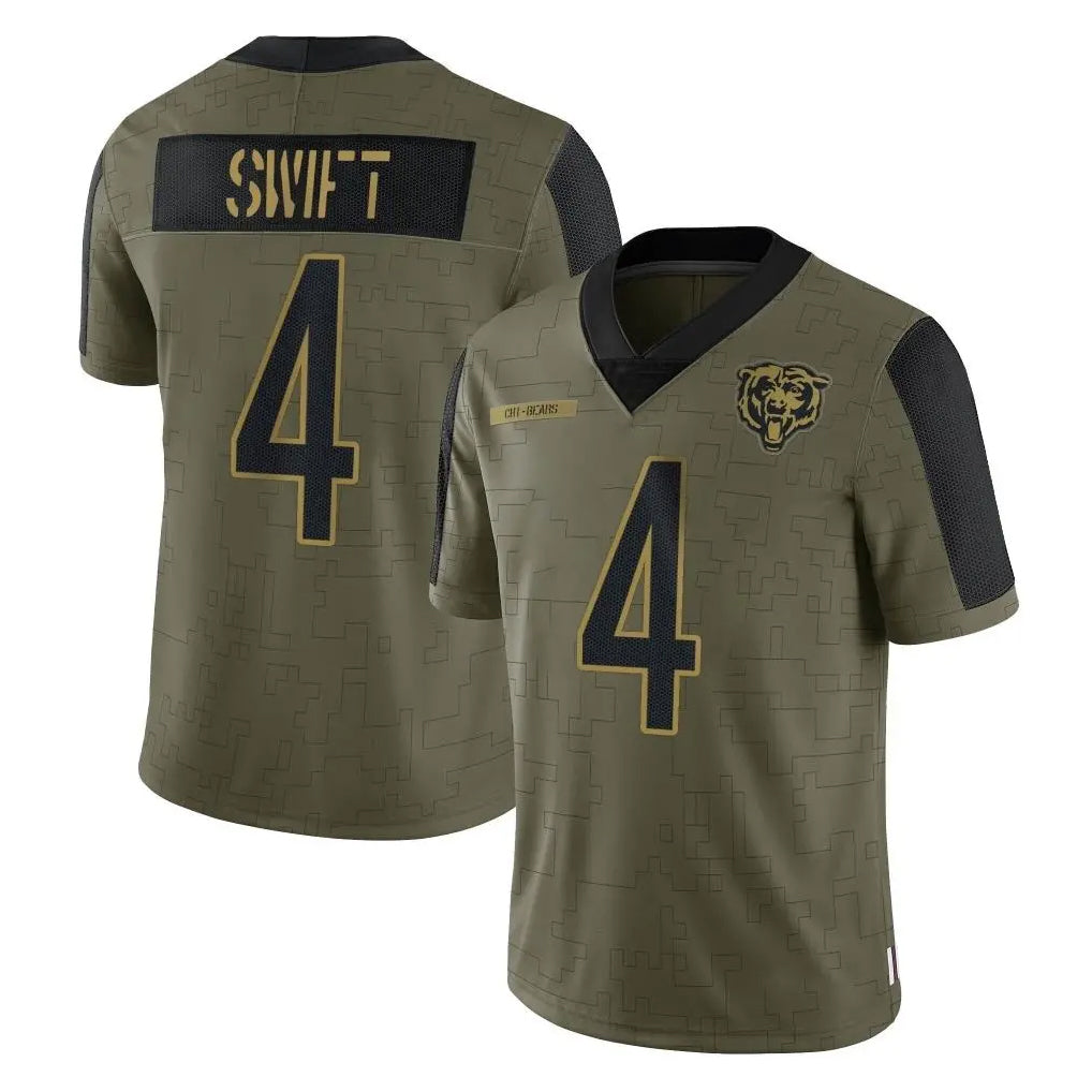 Vanessashop C.Bears #4 D'Andre Swift Player Olive Salute to Service Limited Stitched Jerseys