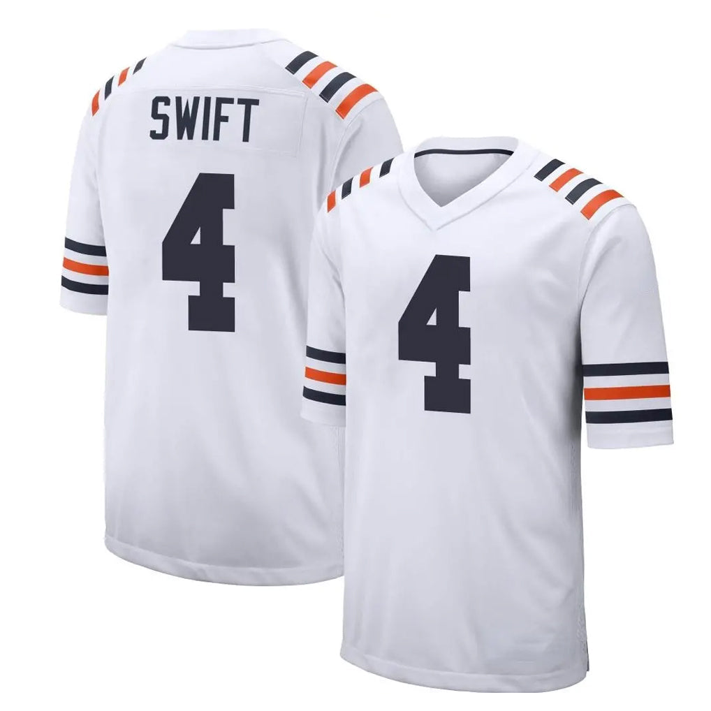 Vanessashop C.Bears #4 D'Andre Swift Player White Classic Home Game Stitched Jerseys