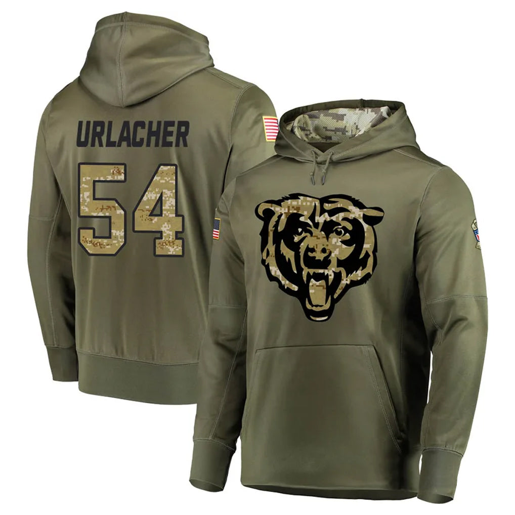 Vanessashop C.Bears #54 Brian Urlacher Player Olive Salute to Service Pullover Hoodies Home Game Stitched Jerseys