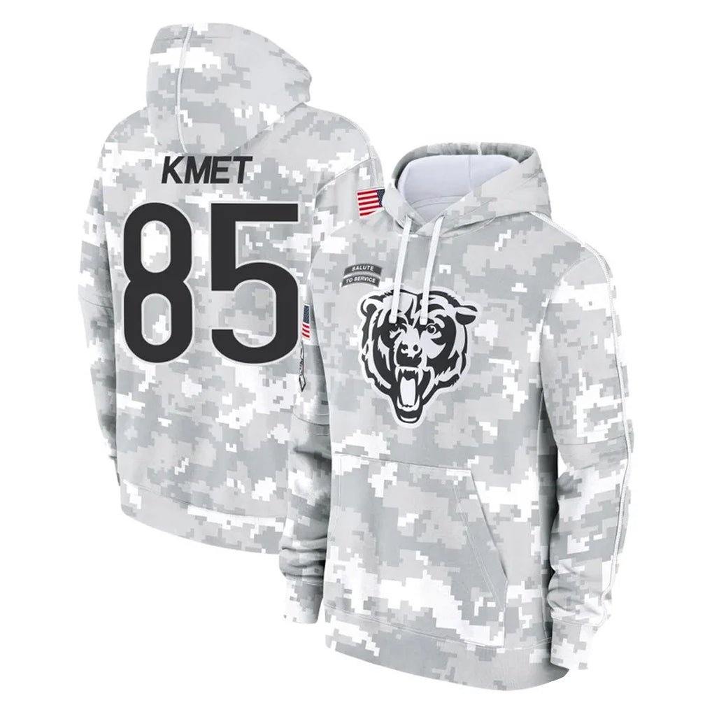 Vanessashop C.Bears #85 Cole Kmet Player Arctic Camo Salute to Service Pullover Hoodies Limited Stitched Jerseys