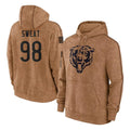 Vanessashop C.Bears #98 Montez Sweat Player Brown Salute to Service Pullover Hoodies Limited Stitched Jerseys