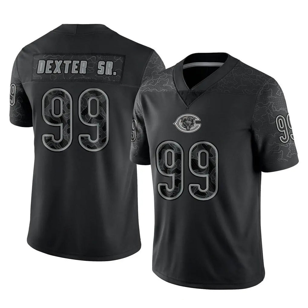 Vanessashop C.Bears #99 Gervon Dexter Sr. Player Black REFLECTIVE Limited Game Stitched Jerseys