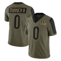 Vanessashop C.Bengals #0 DJ Turner II Player Olive Salute to Service Game Stitched Jerseys