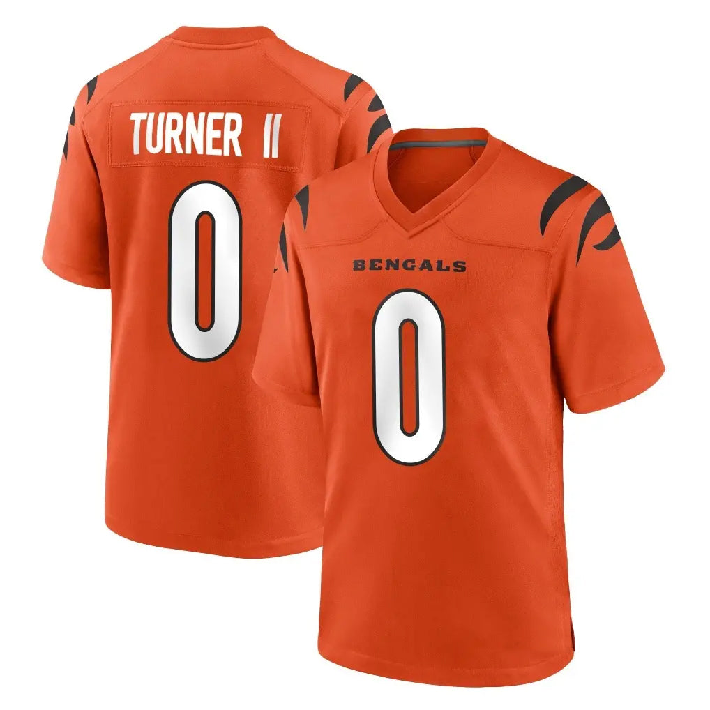 Vanessashop C.Bengals #0 DJ Turner II Player Orange Home Game Stitched Jerseys
