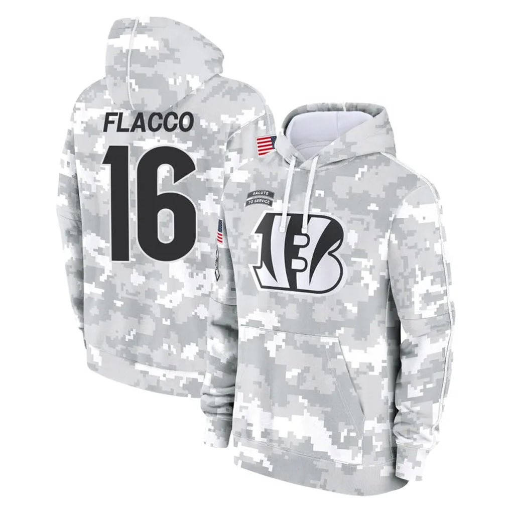Vanessashop C.Bengals #16 Joe Flacco Player Arctic Camo Salute to Service Pullover Hoodie Limited Stitched Jerseys