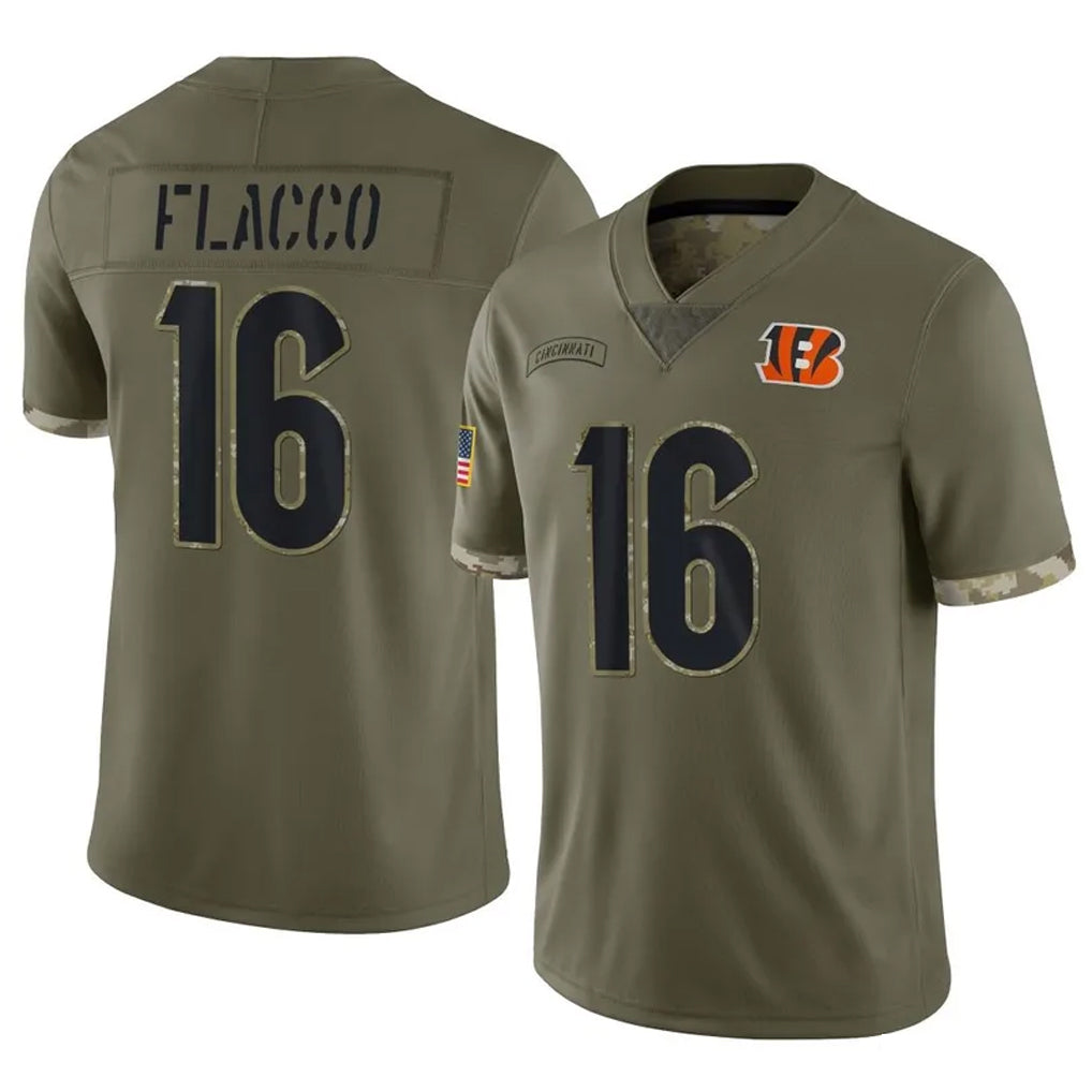 Vanessashop C.Bengals #16 Joe Flacco Player Olive Salute to Service Game Stitched Jerseys