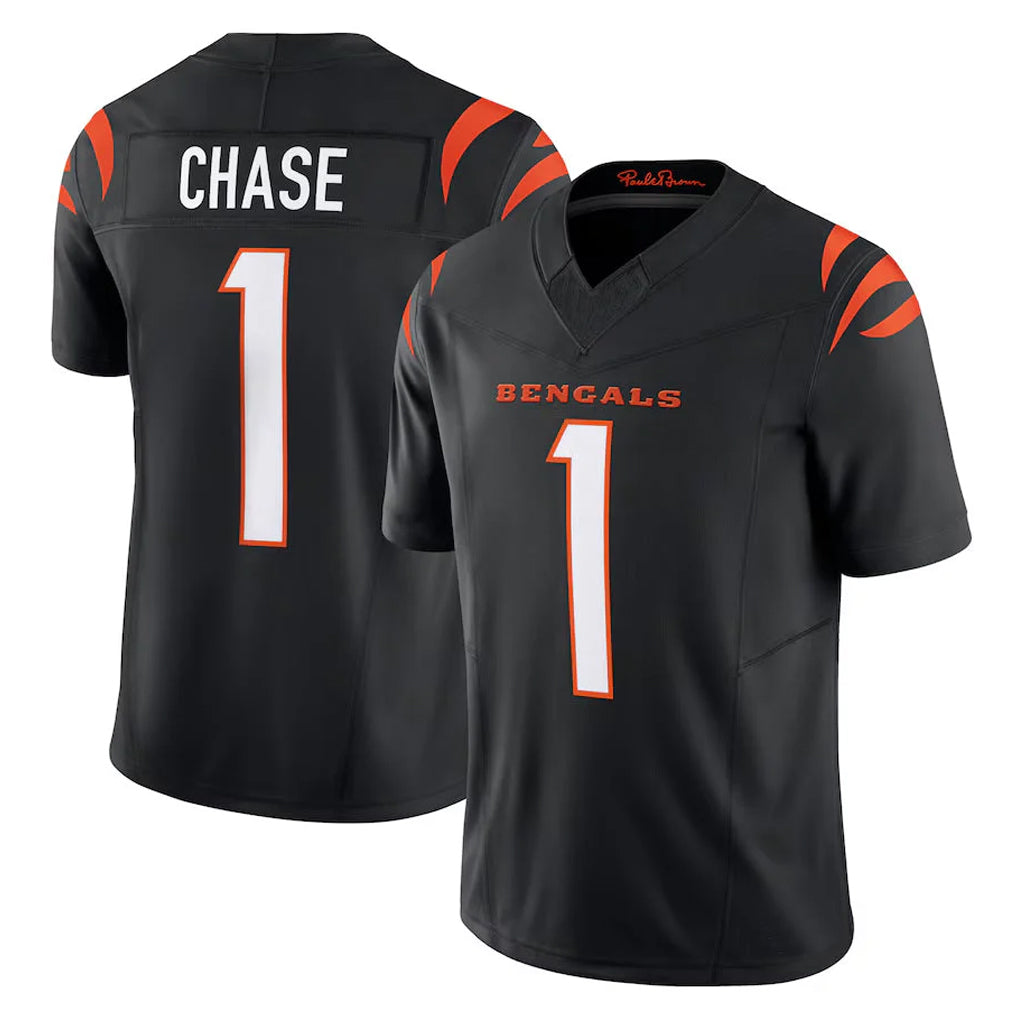 Vanessashop C.Bengals #1 Ja'Marr Chase Player Black Vapor F.U.S.E. Limited Home Game Stitched Jerseys
