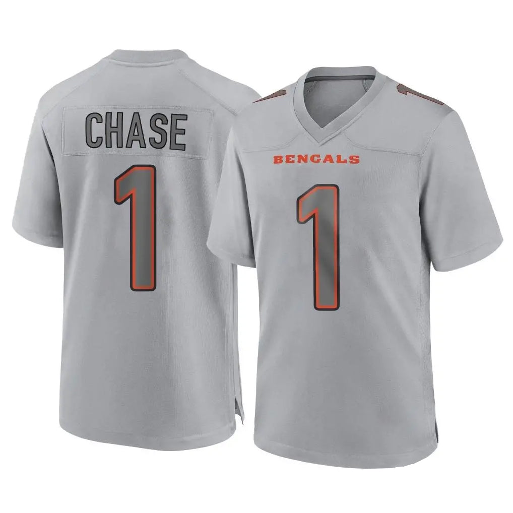 Vanessashop C.Bengals #1 Ja'Marr Chase Player Gray Atmosphere Fashion Game Stitched Jerseys