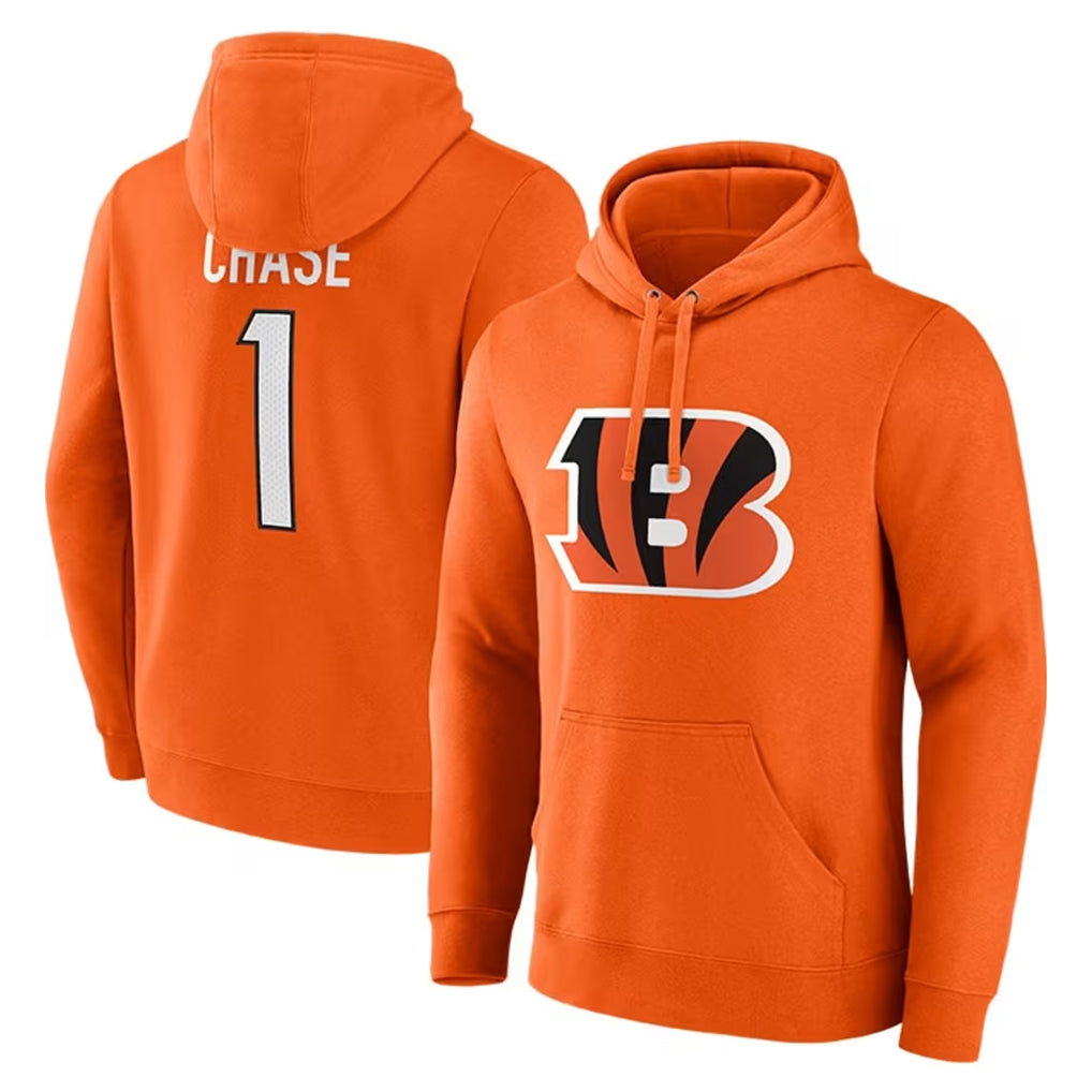 Vanessashop C.Bengals #1 Ja'Marr Chase Player Orange Salute to Service Pullover Hoodie Limited Stitched Jerseys