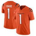 Vanessashop C.Bengals #1 Ja'Marr Chase Player Orange Vapor F.U.S.E. Limited Home Game Stitched Jerseys