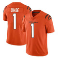Vanessashop C.Bengals #1 Ja'Marr Chase Player Orange Vapor Untouchable Limited Home Game Stitched Jerseys