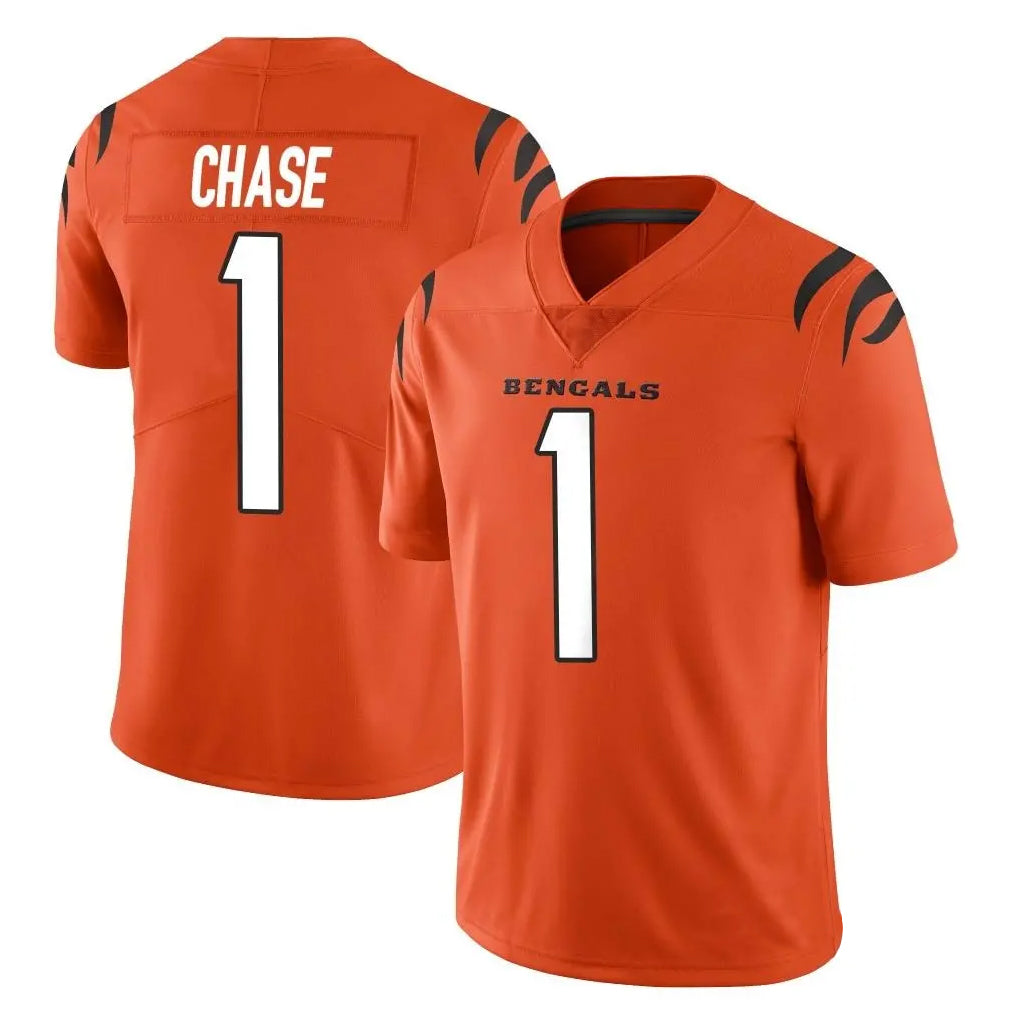 Vanessashop C.Bengals #1 Ja'Marr Chase Player Orange Vapor Untouchable Limited Home Game Stitched Jerseys