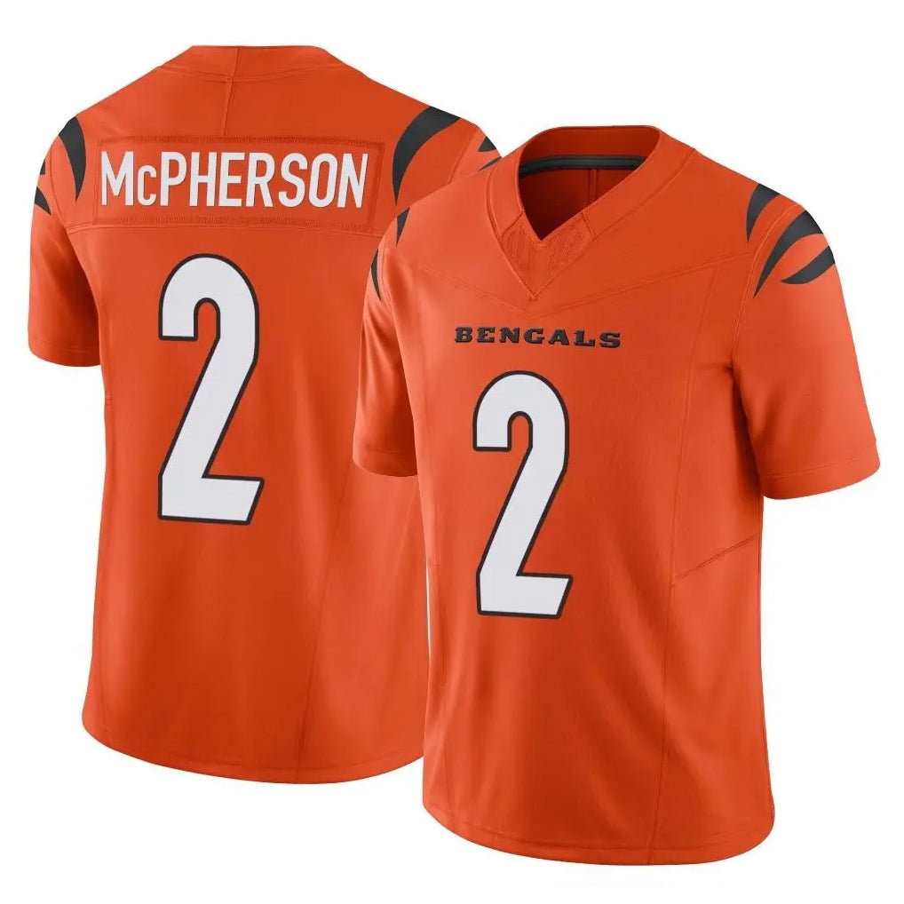 Vanessashop C.Bengals #2 Evan McPherson Player Orange Vapor F.U.S.E. Limited Home Game Stitched Jerseys