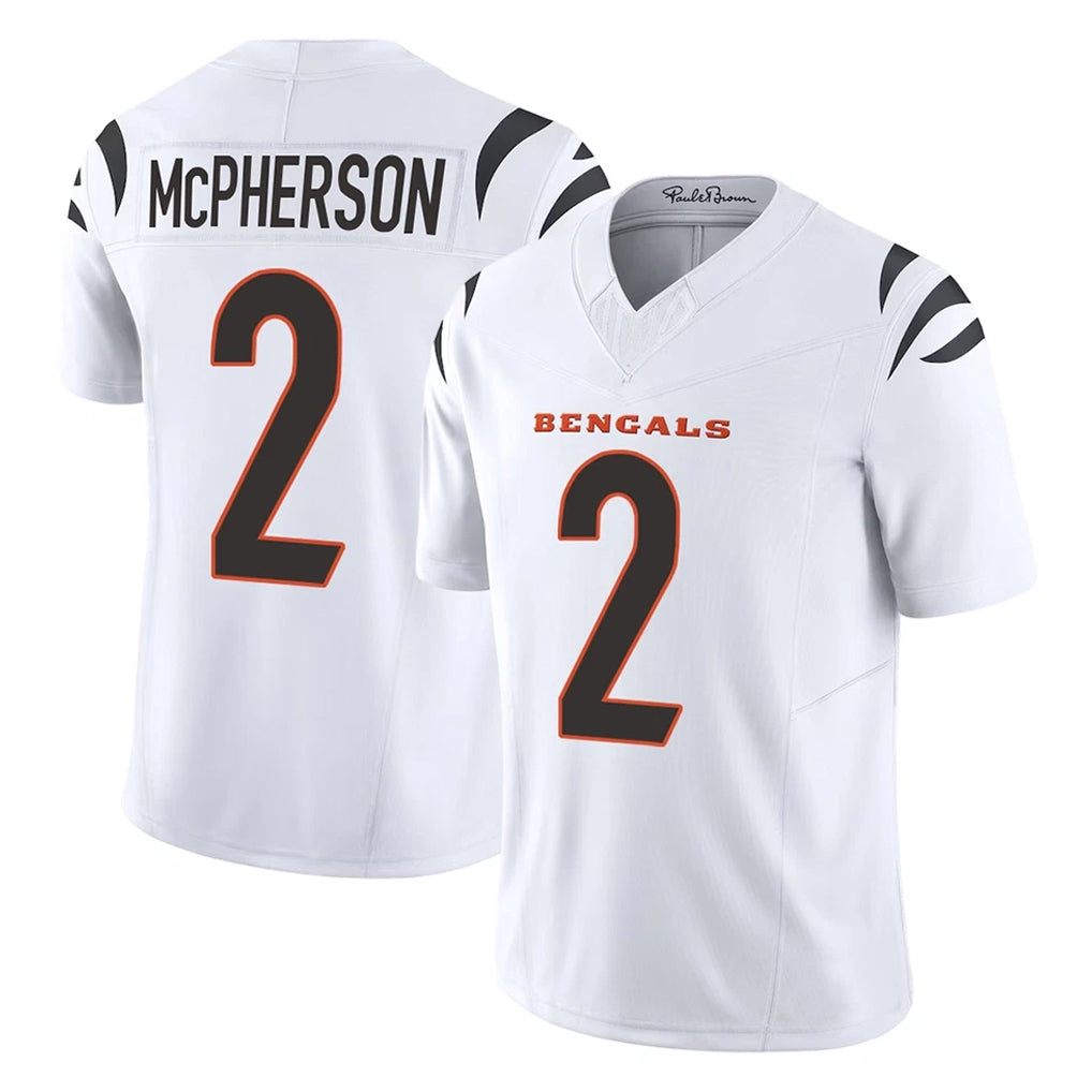 Vanessashop C.Bengals #2 Evan McPherson Player White Vapor F.U.S.E. Limited Home Game Stitched Jerseys