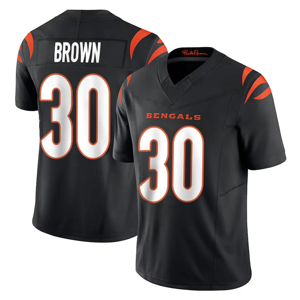 Vanessashop C.Bengals #30 Chase Brown Player Black Vapor F.U.S.E. Limited Home Game Stitched Jerseys