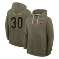 Vanessashop C.Bengals #30 Chase Brown Player Olive Salute to Service Pullover Hoodies Limited Stitched Jerseys