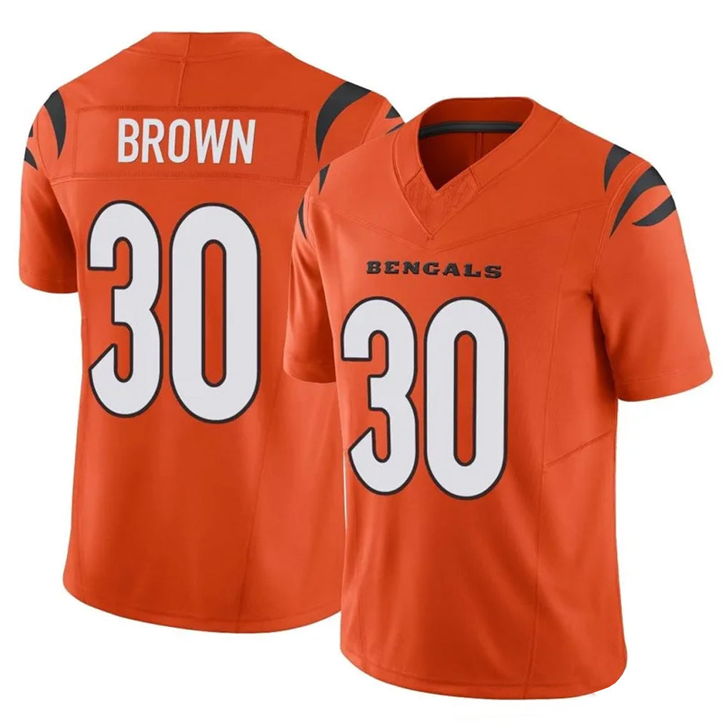 Vanessashop C.Bengals #30 Chase Brown Player Orange Vapor F.U.S.E. Limited Home Game Stitched Jerseys