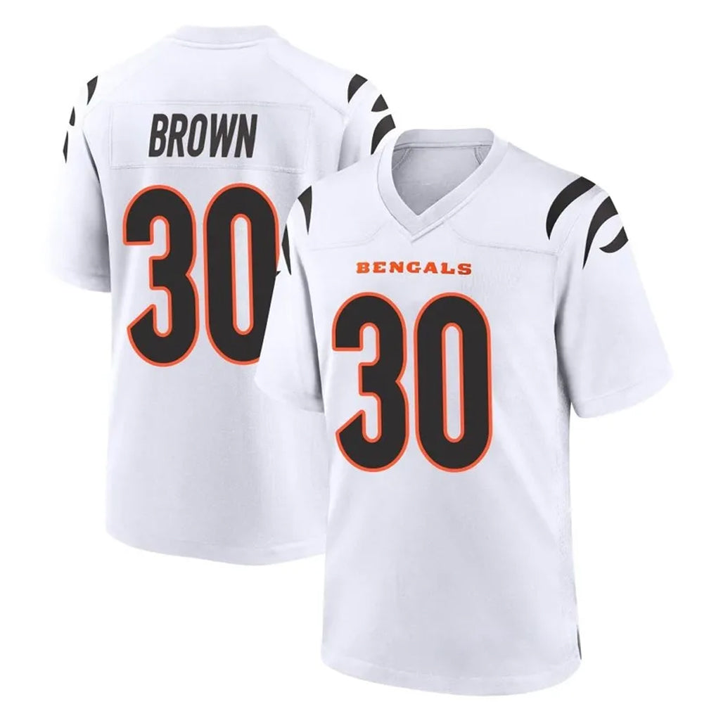 Vanessashop C.Bengals #30 Chase Brown Player White Home Game Stitched Jerseys