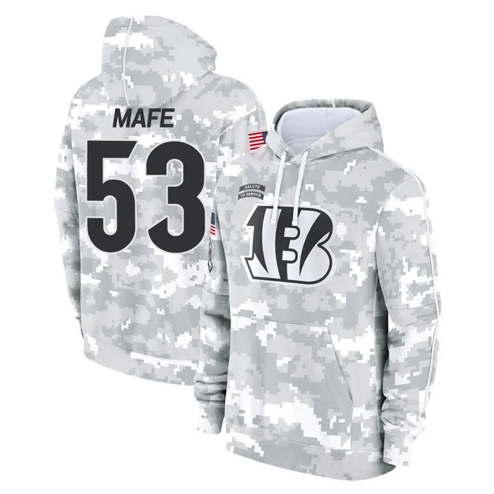 Vanessashop C.Bengals #53 Boye Mafe Player Arctic Camo Salute to Service Pullover Hoodie Limited Stitched Jerseys