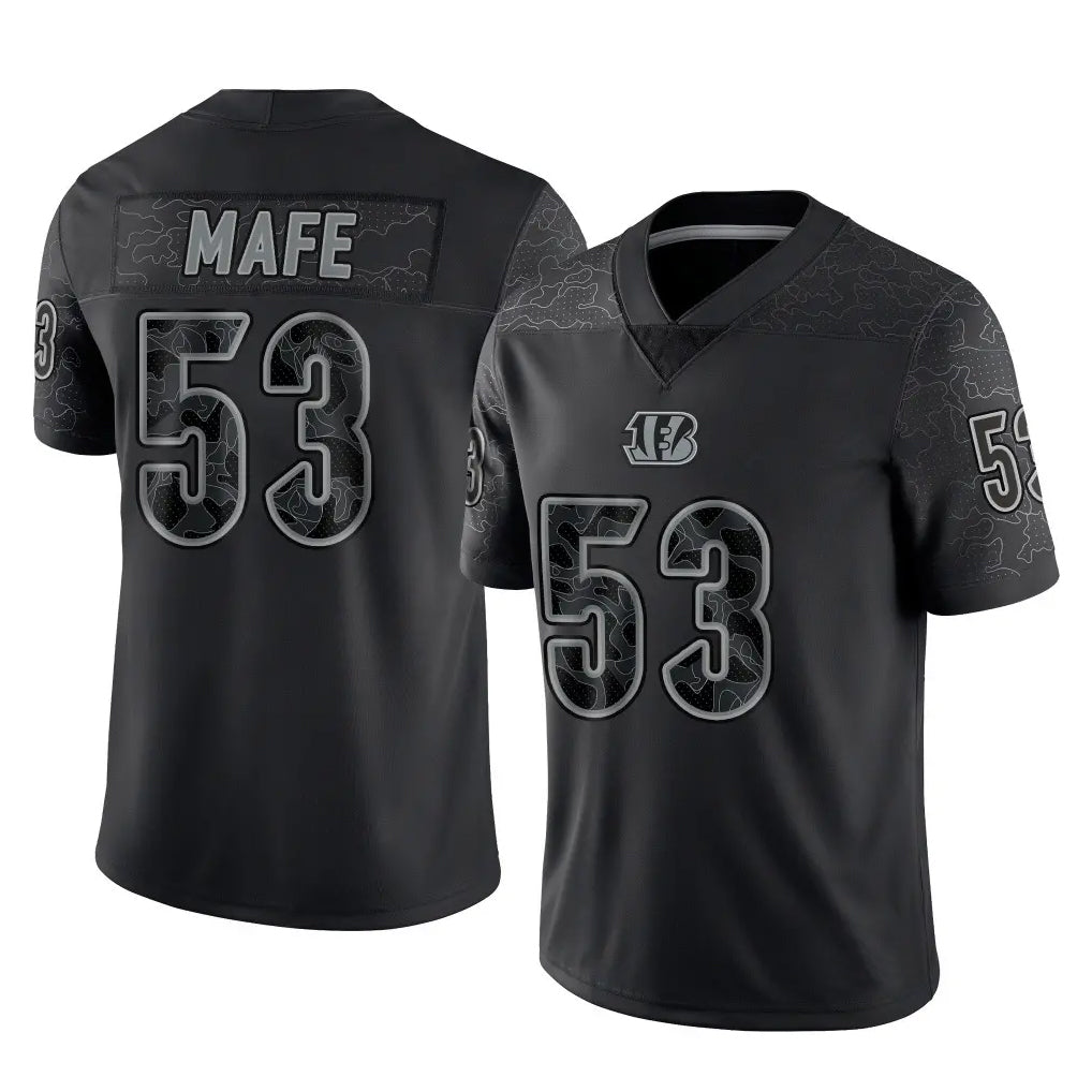 Vanessashop C.Bengals #53 Boye Mafe Player Black Reflective Limited Game Stitched Jerseys