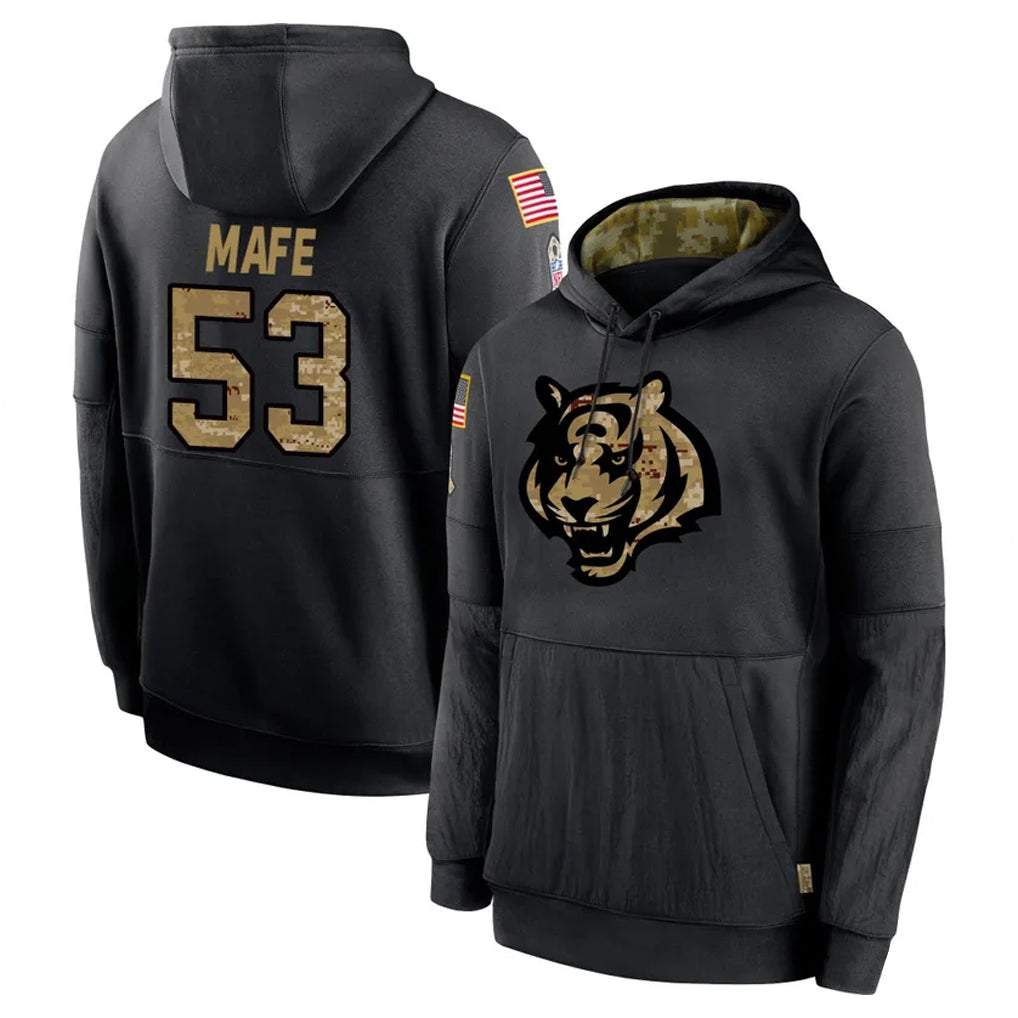 Vanessashop C.Bengals #53 Boye Mafe Player Black Salute to Service Pullover Hoodies Limited Stitched Jerseys