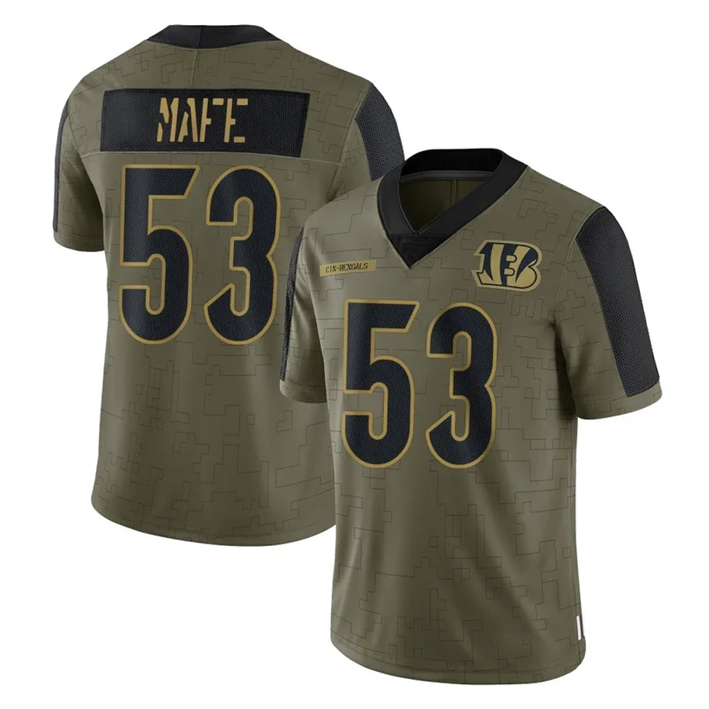 Vanessashop C.Bengals #53 Boye Mafe Player Olive Salute to Service Game Stitched Jerseys