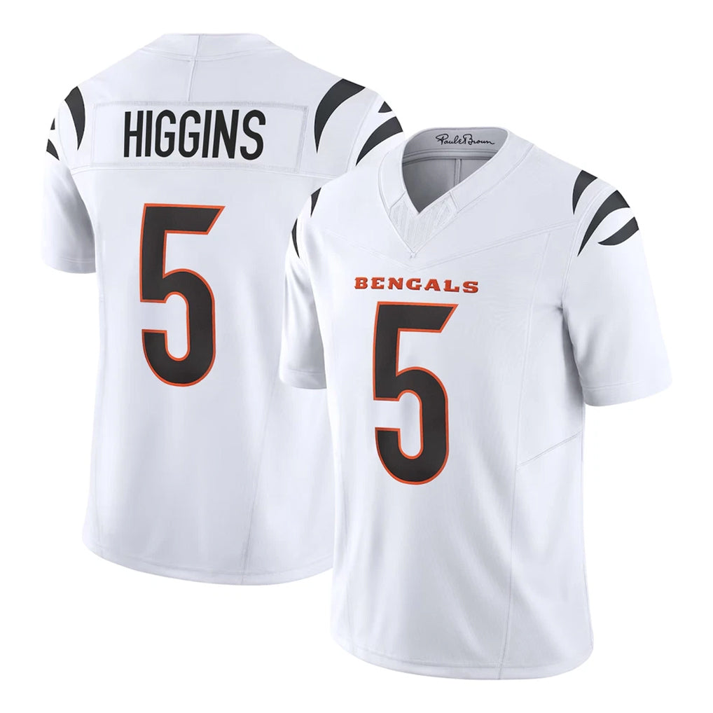 Vanessashop C.Bengals #5 Tee Higgins Player White Vapor F.U.S.E. Limited Home Game Stitched Jerseys