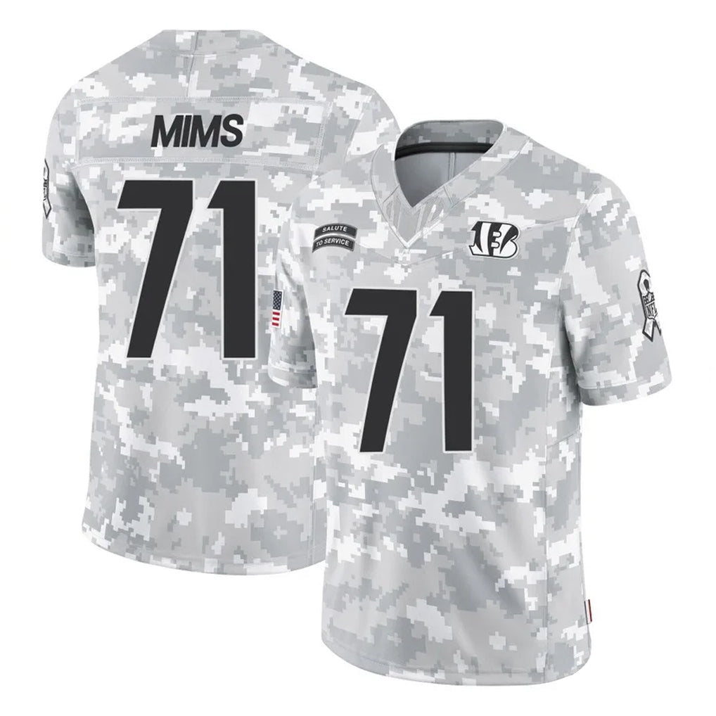 Vanessashop C.Bengals #71 Amarius Mims Player Arctic Camo Salute to Service Limited Stitched Jerseys