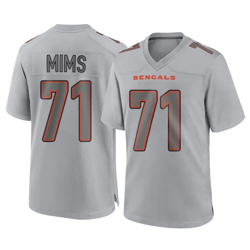 Vanessashop C.Bengals #71 Amarius Mims Player Gray Atmosphere Fashion Game Stitched Jerseys