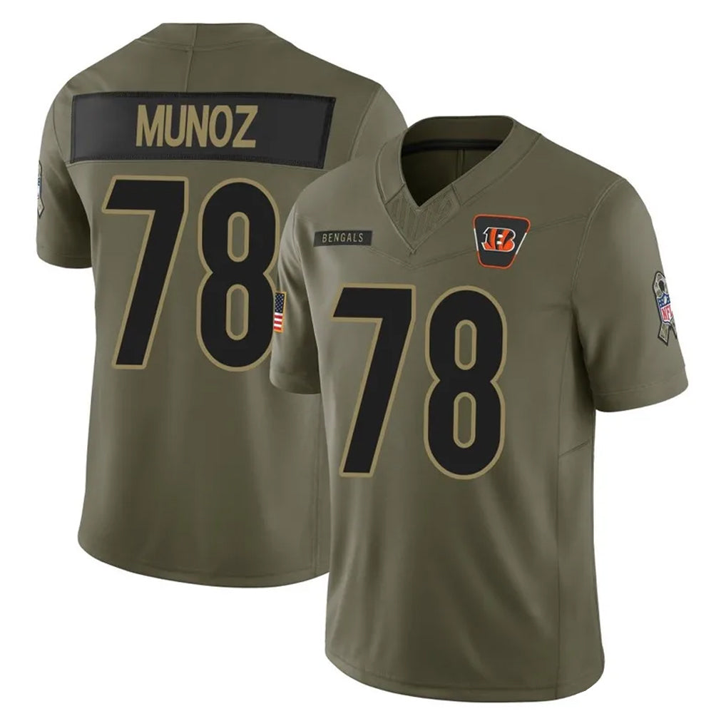 Vanessashop C.Bengals #78 Anthony Munoz Player Olive Salute to Service Limited Home Game Stitched Jerseys