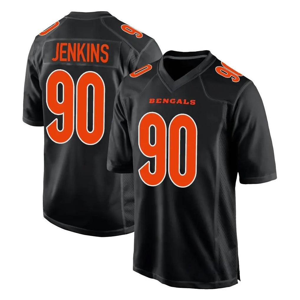 Vanessashop C.Bengals #90 Kris Jenkins Jr Player Black Fashion Game Stitched Jerseys
