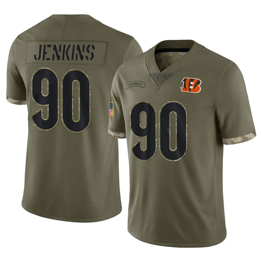 Vanessashop C.Bengals #90 Kris Jenkins Jr Player Olive Salute to Service Limited Game Stitched Jerseys