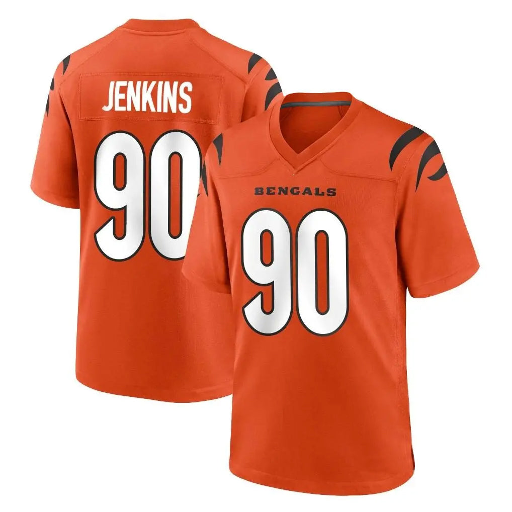 Vanessashop C.Bengals #90 Kris Jenkins Jr Player Orange Home Game Stitched Jerseys