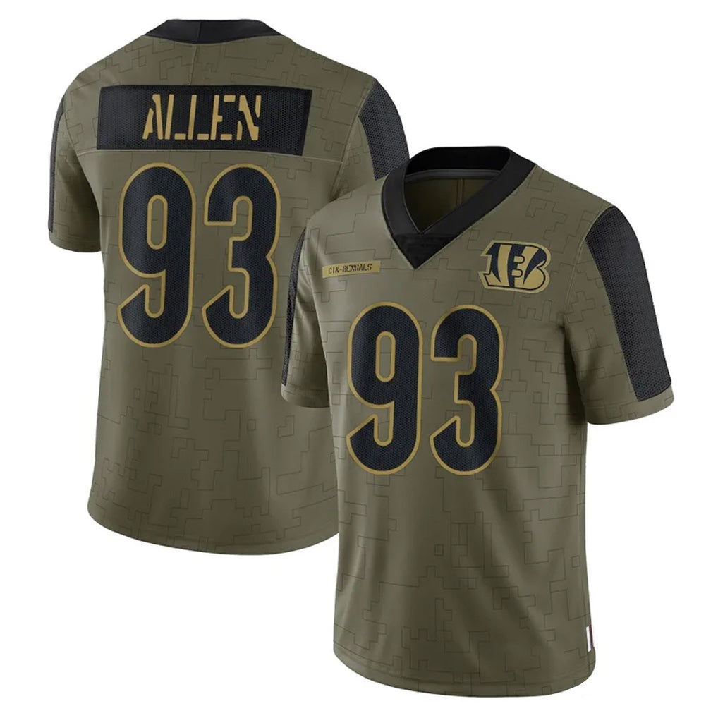 Vanessashop C.Bengals #93 Jonathan Allen Player Olive Salute to Service Game Stitched Jerseys