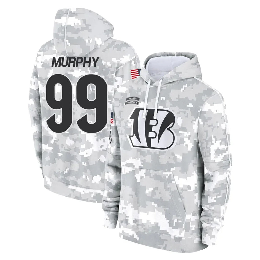Vanessashop C.Bengals #99 Myles Murphy Player Arctic Camo Salute to Service Pullover Hoodie Limited Stitched Jerseys
