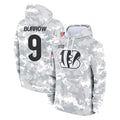 Vanessashop C.Bengals #9 Joe Burrow Player Arctic Camo Salute to Service Pullover Hoodie Limited Stitched Jerseys