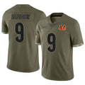 Vanessashop C.Bengals #9 Joe Burrow Player Olive Salute to Service Limited Game Stitched Jerseys