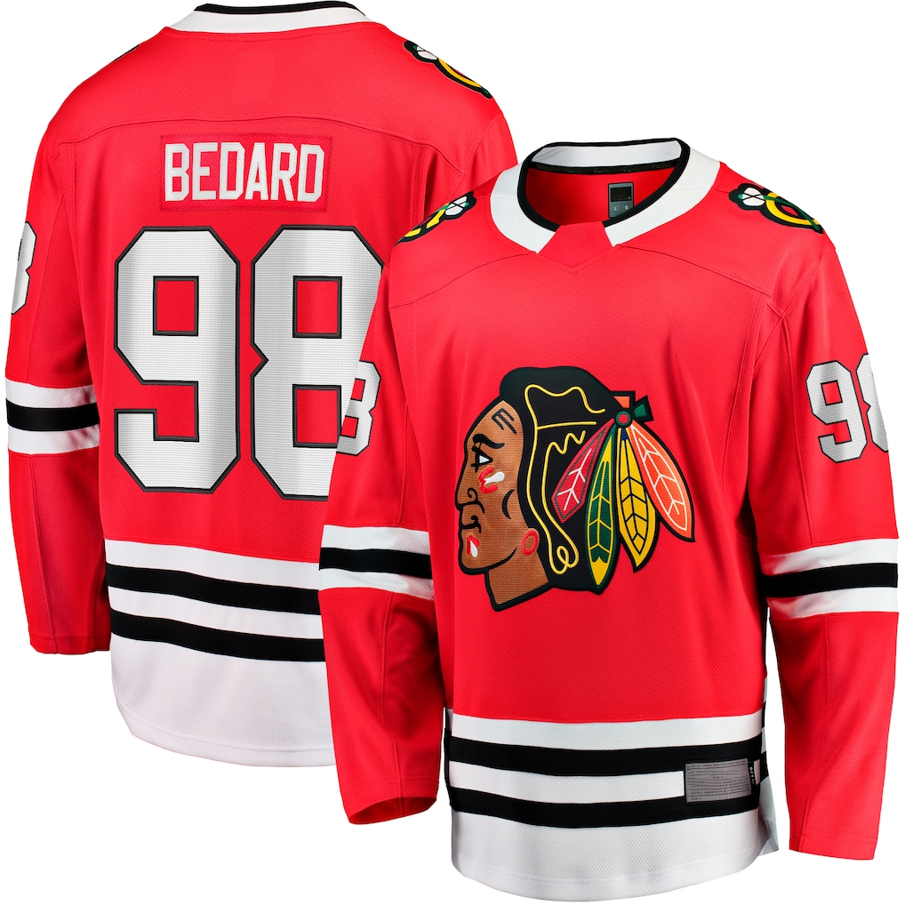 Vanessashop C.Blackhawks #98 Connor Bedard Red Home Breakaway Player Jerseys